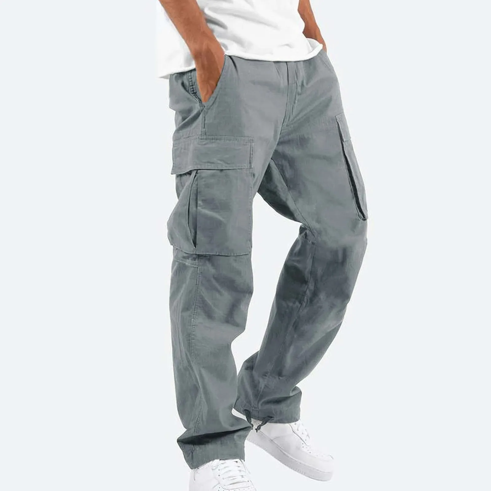 

New Hip Hop Joggers Cargo Pants Men Harem Pants Multi-Pocket Ribbons Man Sweatpants Streetwear Casual Mens Pants