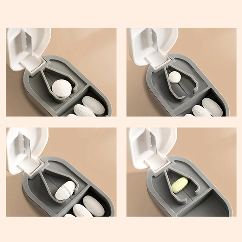 

Portable Pill Cutter Box Convenient Pills Box Pill Caplets Medicine Holder Pill Splitter Divide Compartment Medicine Storage Box