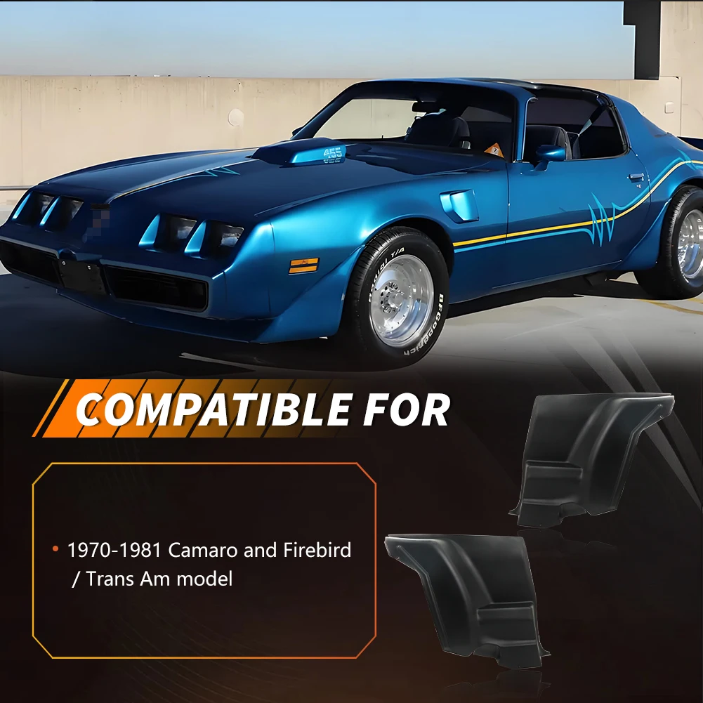 For 1972-1981 Chevrolet Camaro Pontiac Firebird L&R Black Lower Plastic Rear Armrest Seat Inner Side Panels Shield Cover