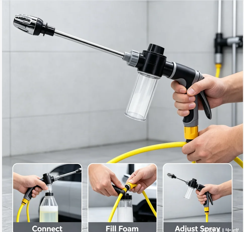 Household Water Gun Watering Tool Multi Function Foam Pot Car Washing High Pressure Water Gun Household Cleaning Tool