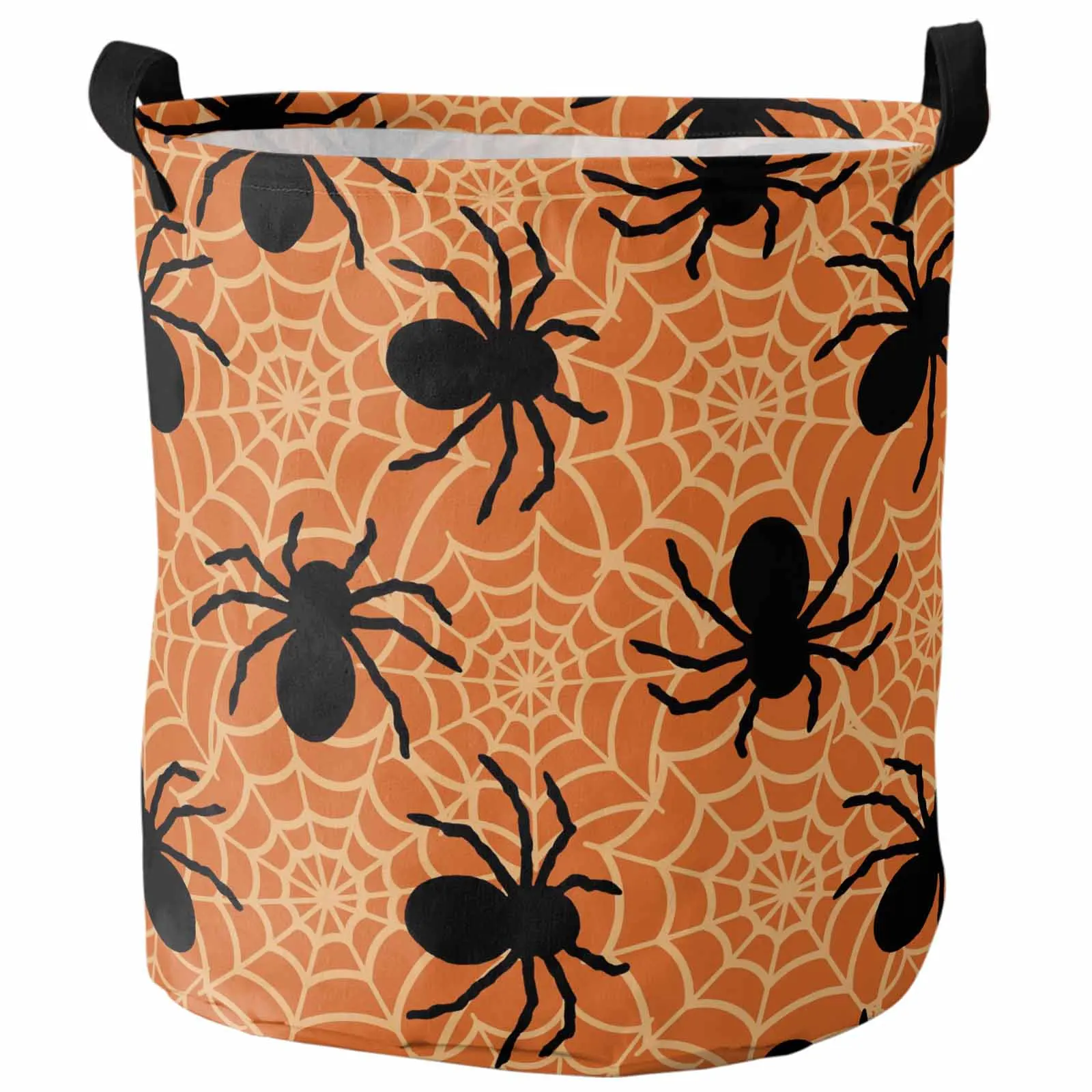 

Vintage Orange Halloween Web Foldable Dirty Laundry Basket Kid's Toy Organizer Waterproof Storage Baskets