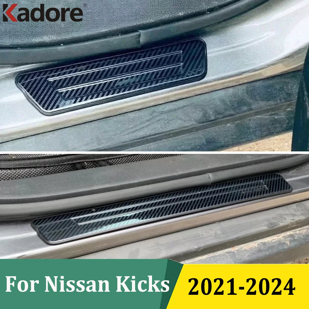 For Nissan Kicks 2021 2022 2023 2024 Stainless Steel Outer Door Sill Scuff Plates Doors Sill Trim Sticker Car Accessories
