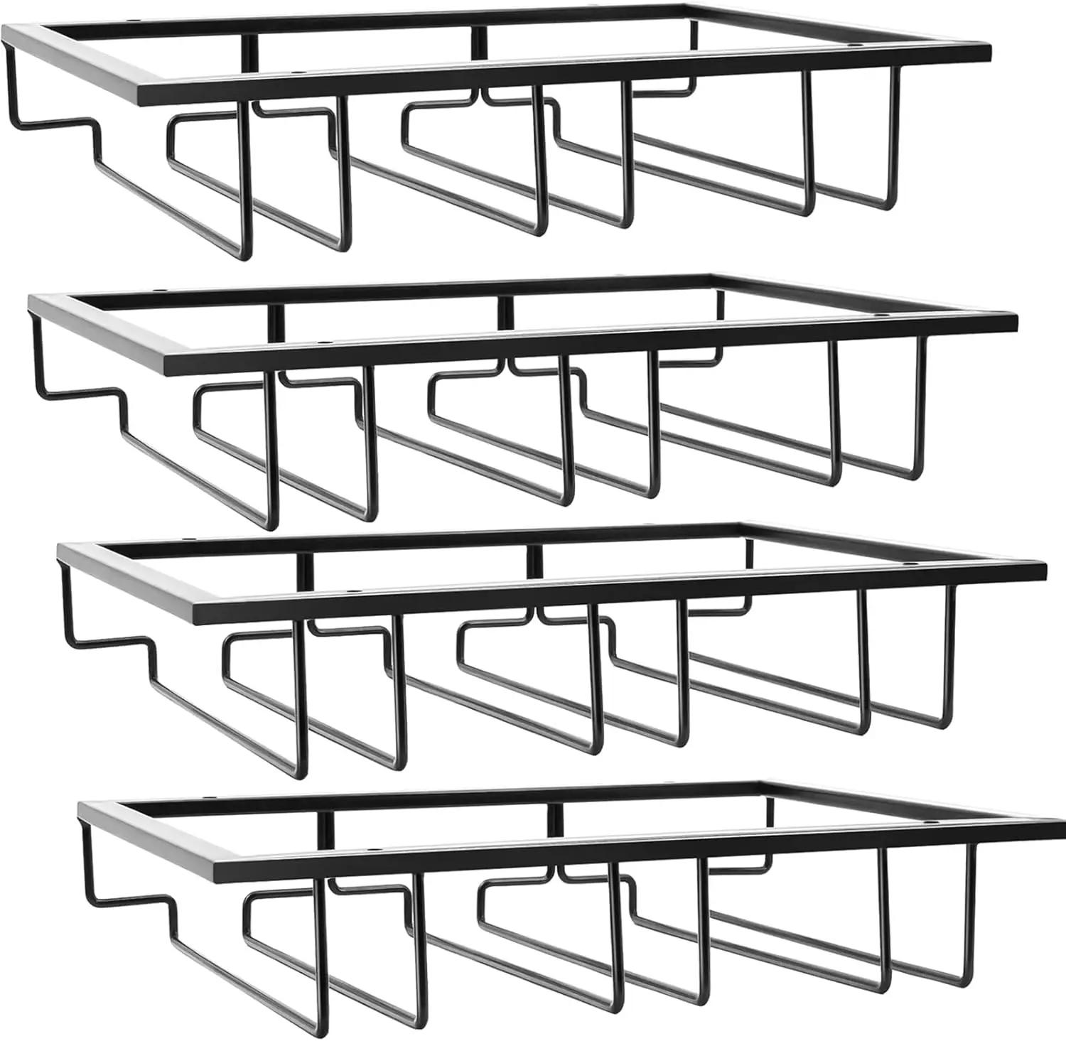 

Набор из 4 черных металлических под шкафом для бокалов для вина с 3-рядной вешалкой для хранения в кухонном барной стойке