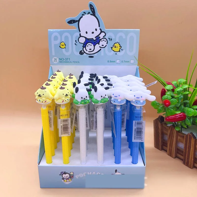 36pcs/lot Sanrio Pochacco Cinnamoroll Mechanical Pencil Creative Donuts 0.5MM Drawing Writing Automatic Pen School Supplies