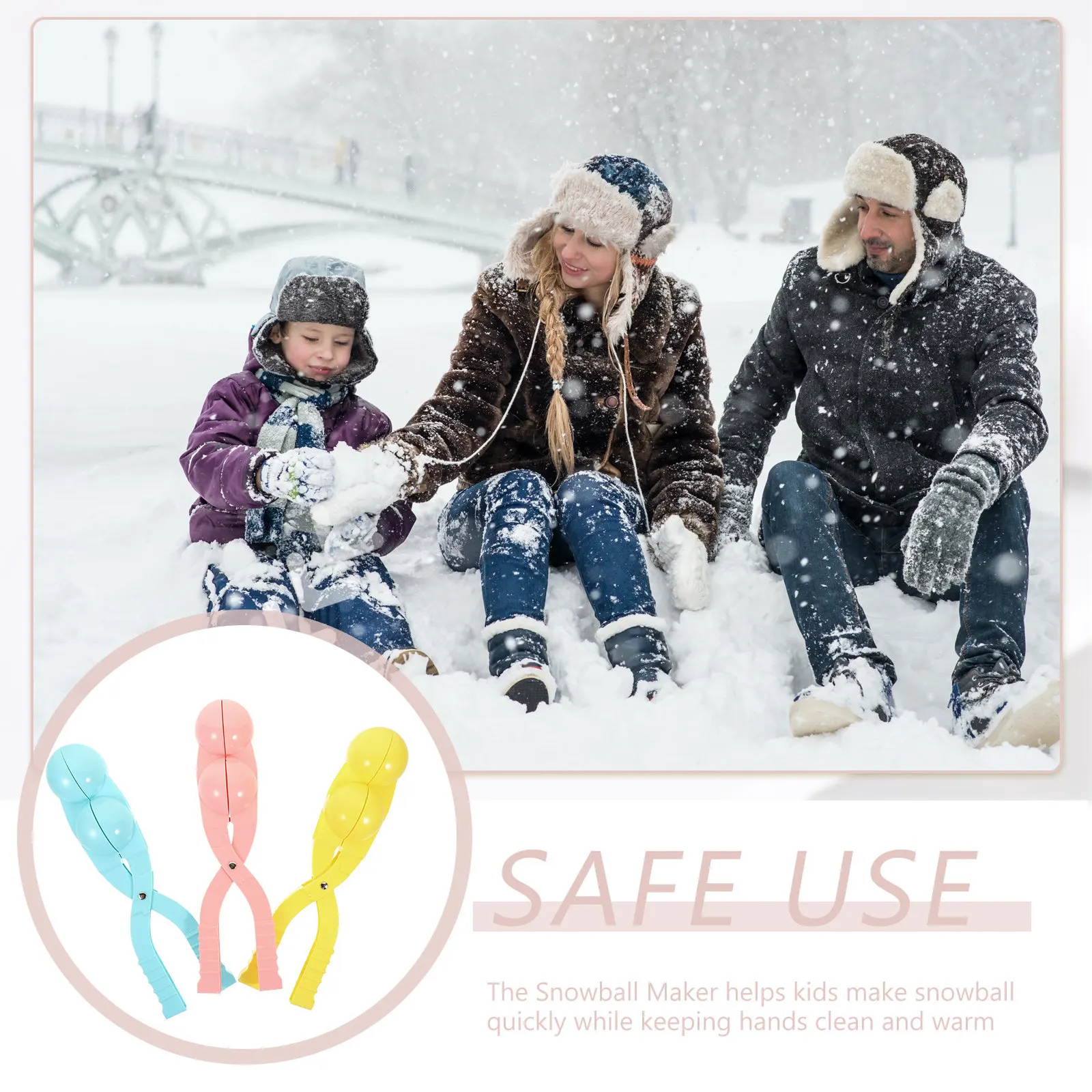 

3Pcs Making Clip Winter Kids Snow Tool Fast Former Outdoor Family Game Portable Lightweight Clean Hands Warm