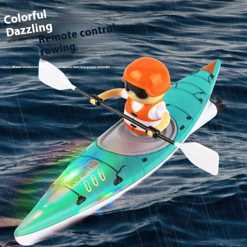 2.4g Remote Control Boat Color Paddle Remote Control Rowing Led Light 360drive Dual Mode Underwater Waterproof Boat Holiday Gift