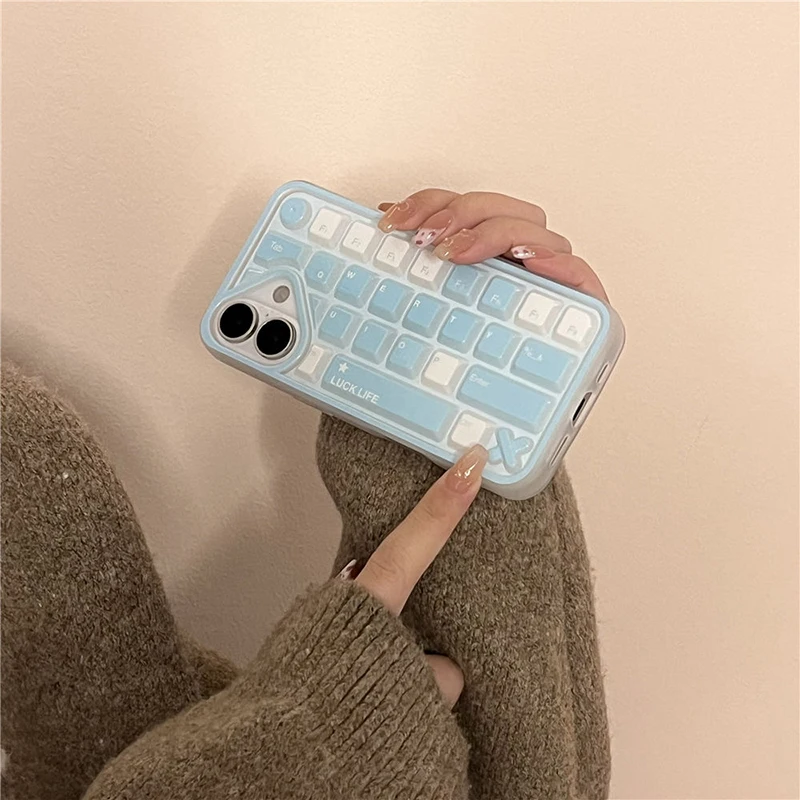 Ins Creative Fashion Simple Solid Color Case Compatible for IPhone 11 15 13 16 14 12 Pro Max 16 13 15 12 Pro Keyboard Soft Case