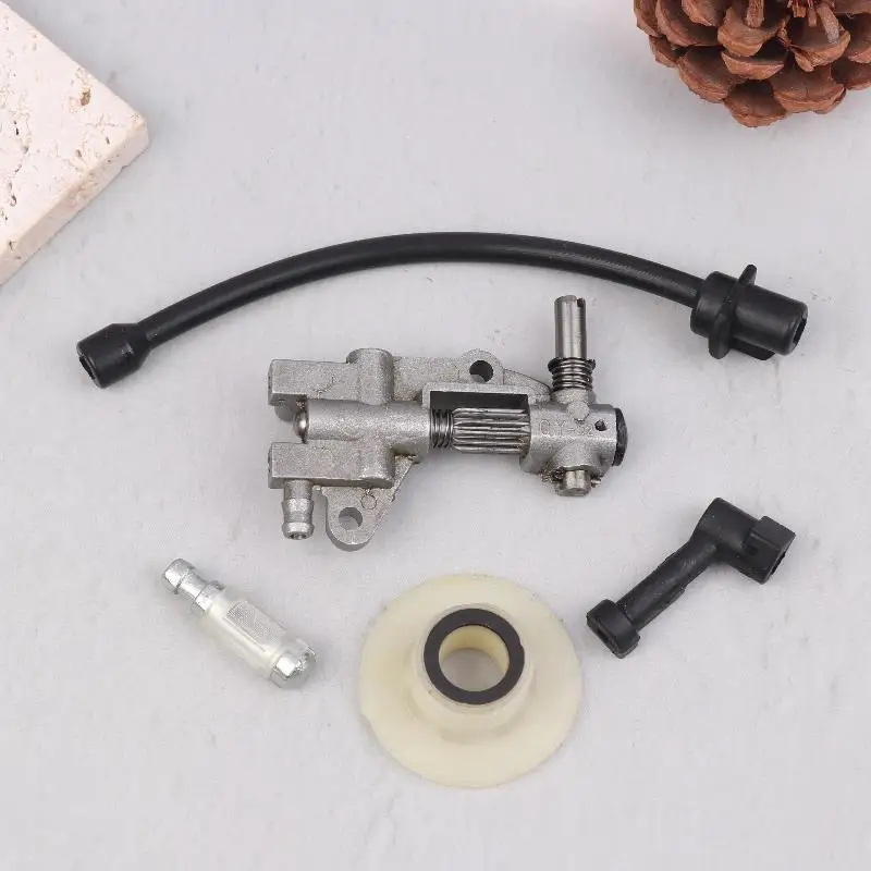 5 Buah/Set Kit Turbin Nosel Oli Saluran Selang Filter Pompa Oli untuk Suku Cadang Gergaji Mesin 4500 5200 5800 45CC 52CC 58CC