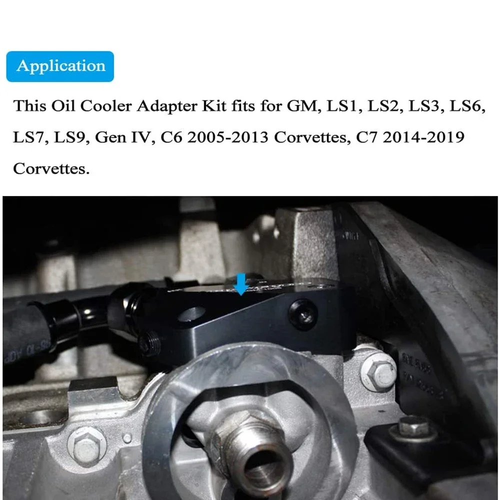 Picture 5: Chuang Qian Engine Oil Cooler Adapter Kit for GM LS LS1 LS2 LS3 LS6 LS7 LS9 2005-2019 Corvette (5-Pack)