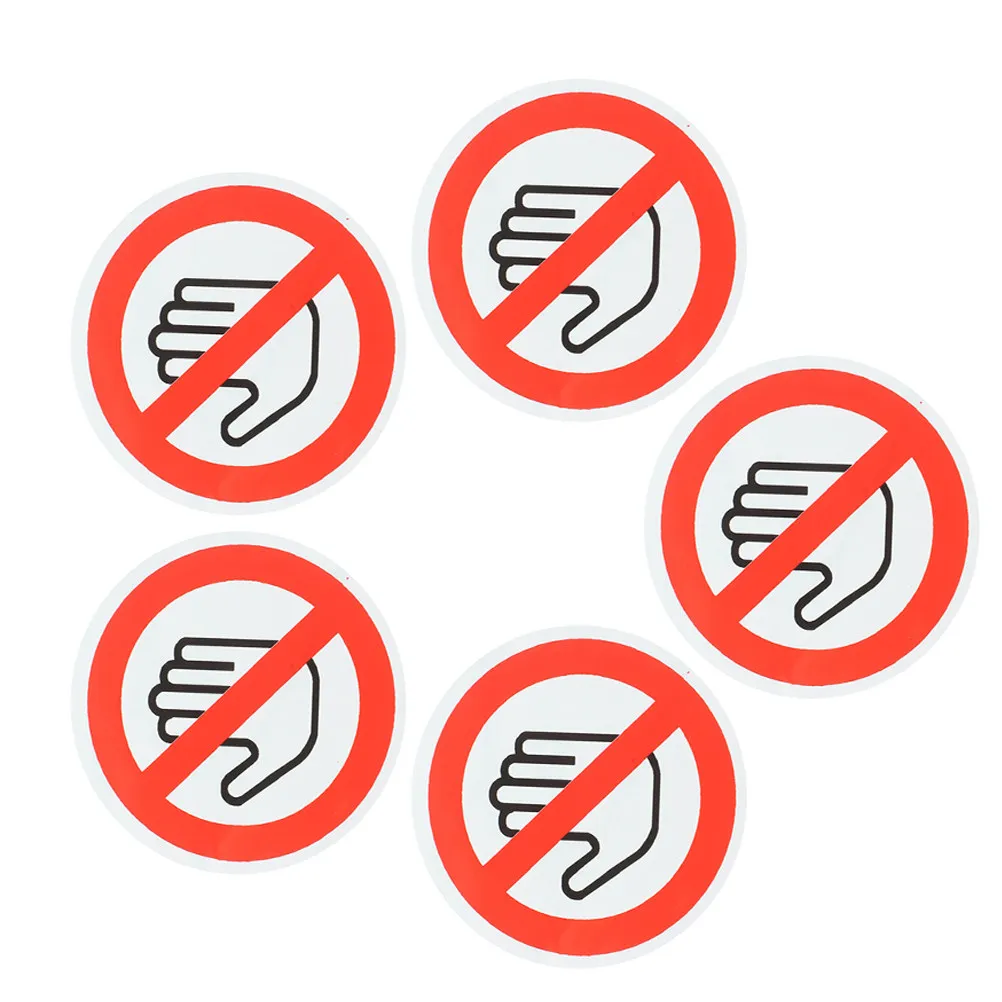 5Pcs Round Do Not Touch Warning Sticker Peel and Stick Safety Decal Self Adhesive for Doors Windows Laptops Machinery Equipment