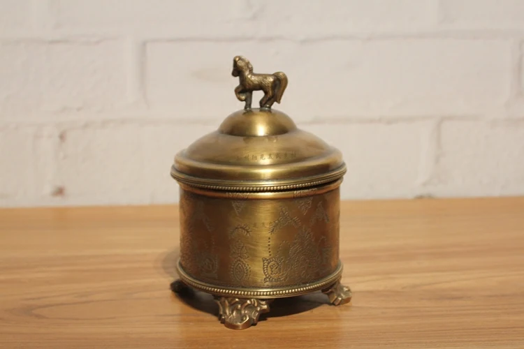 Brass Retro Pony Lid Storage Storage Candy Jar Nostalgic Noble Luxury Decoration