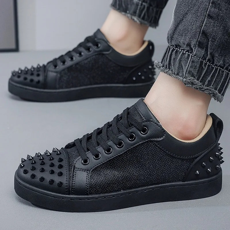 

1 Pair Men's Sneakers Designer Rivet Casual Shoe Breathable Canvas Light Walking Flats Luxury Shoes for Men Board Zapatillas