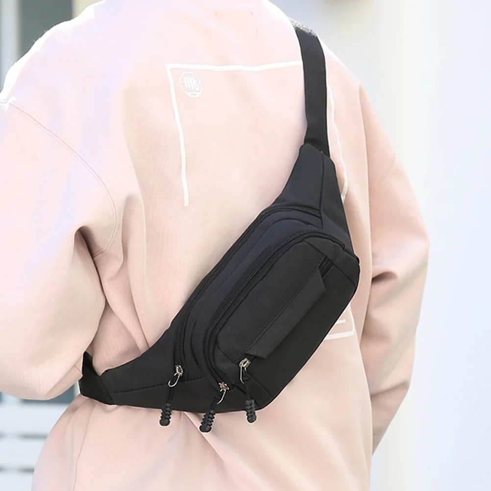 

Waist Bag Black Running Belt for Outdoor Sports Men Durable Oxford Cloth Large Capacity Adjustable Running Waist Pack