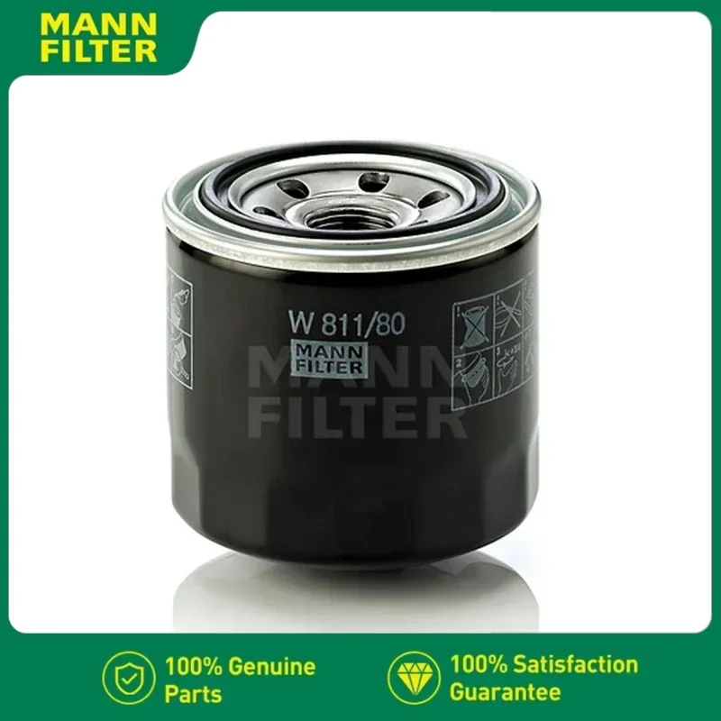 MANNFILTER W811/80 Oil Filter Fits Hyundai Isuzu Kia Mazda Mitsubishi Opel MD35262626300-3550126300-35505