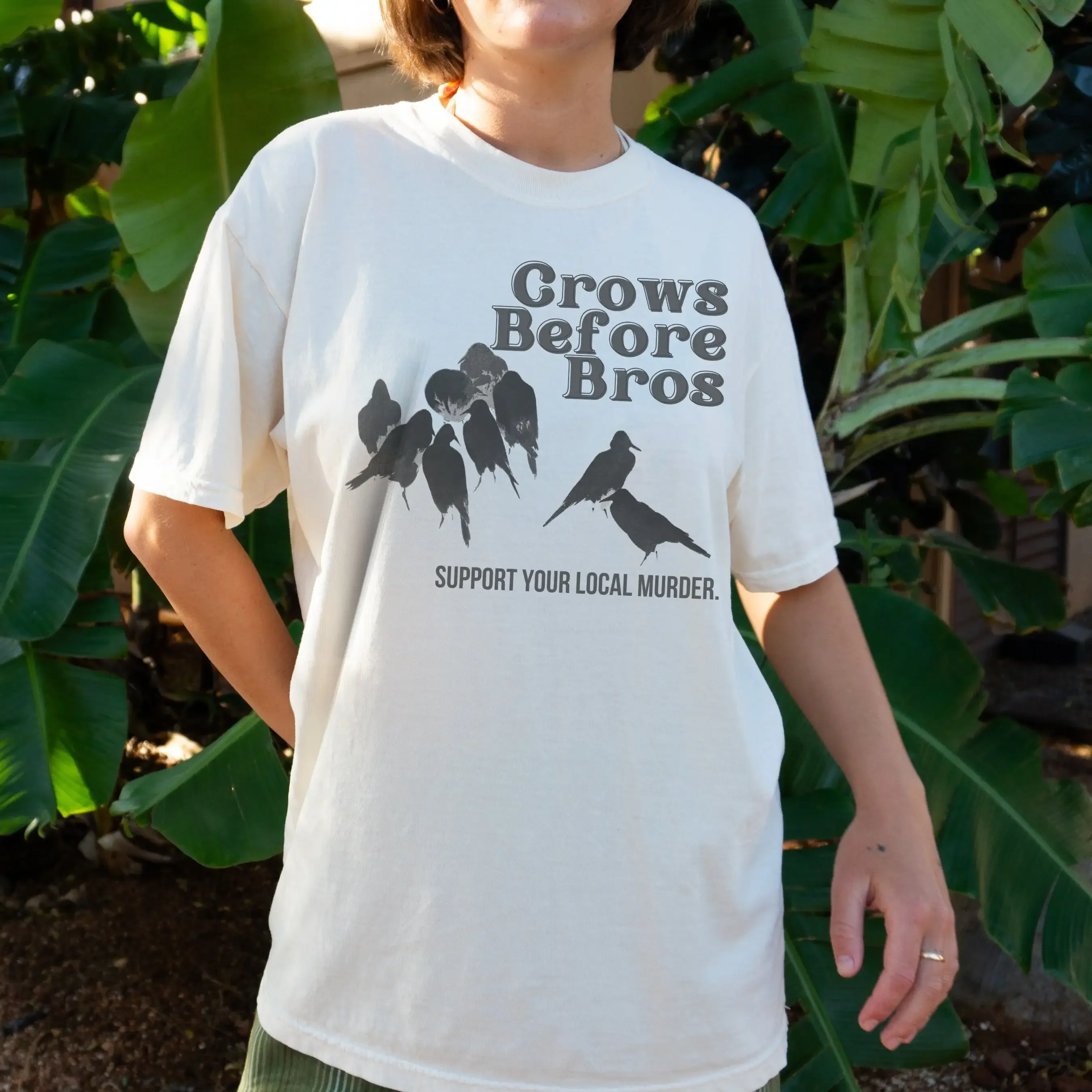 Crows Before Bros  T Shirt Support Your Local Murder Crow Dark Raven Corvid Lover Art
