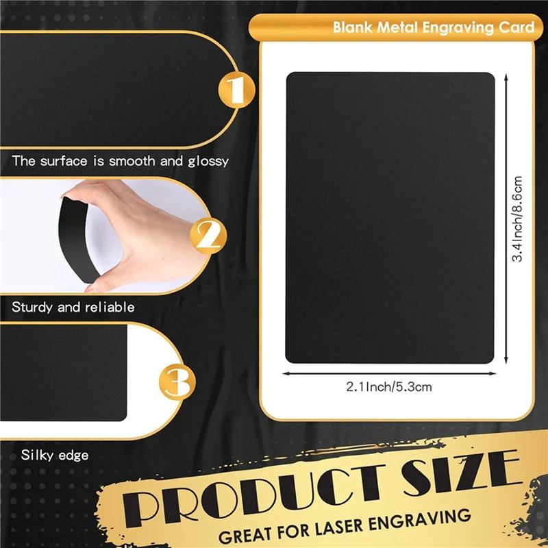 

N04R 500 Pcs Metal Engraving Blanks Aluminum Sheet Laser Engraving Business Card Engraving DIY Gift Cards, Matte Black