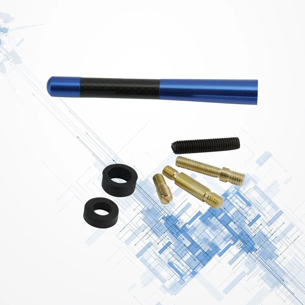 Universal Carbon Fiber Car Antenna Short Radio Aerial Replacement Screw-on Type Easy Install Car Auto Aerial Blue 8cm