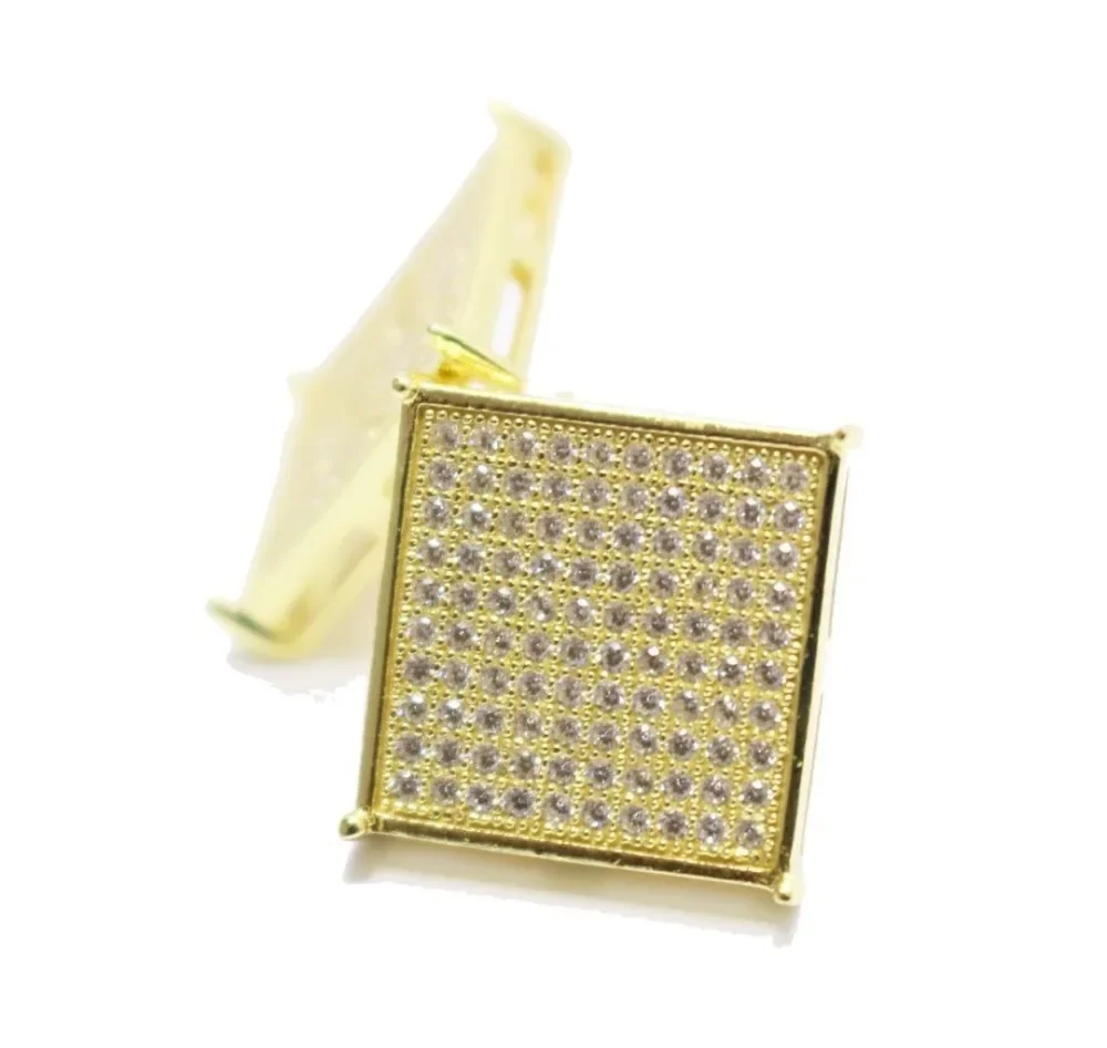 

high quality 8*8stone 14mm micro pave gold screwback big gold men earring