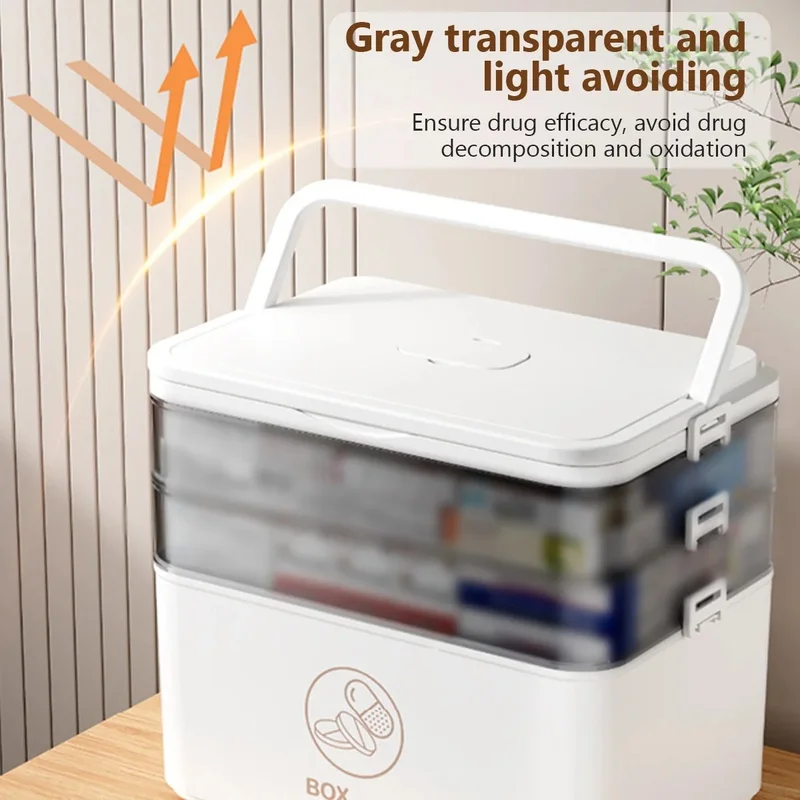 Portable Medicine Box Large Capacity Home First Aid Medical Kit Family Emergency Medicine Box with Multi-layer Drug Storage Case - view 2