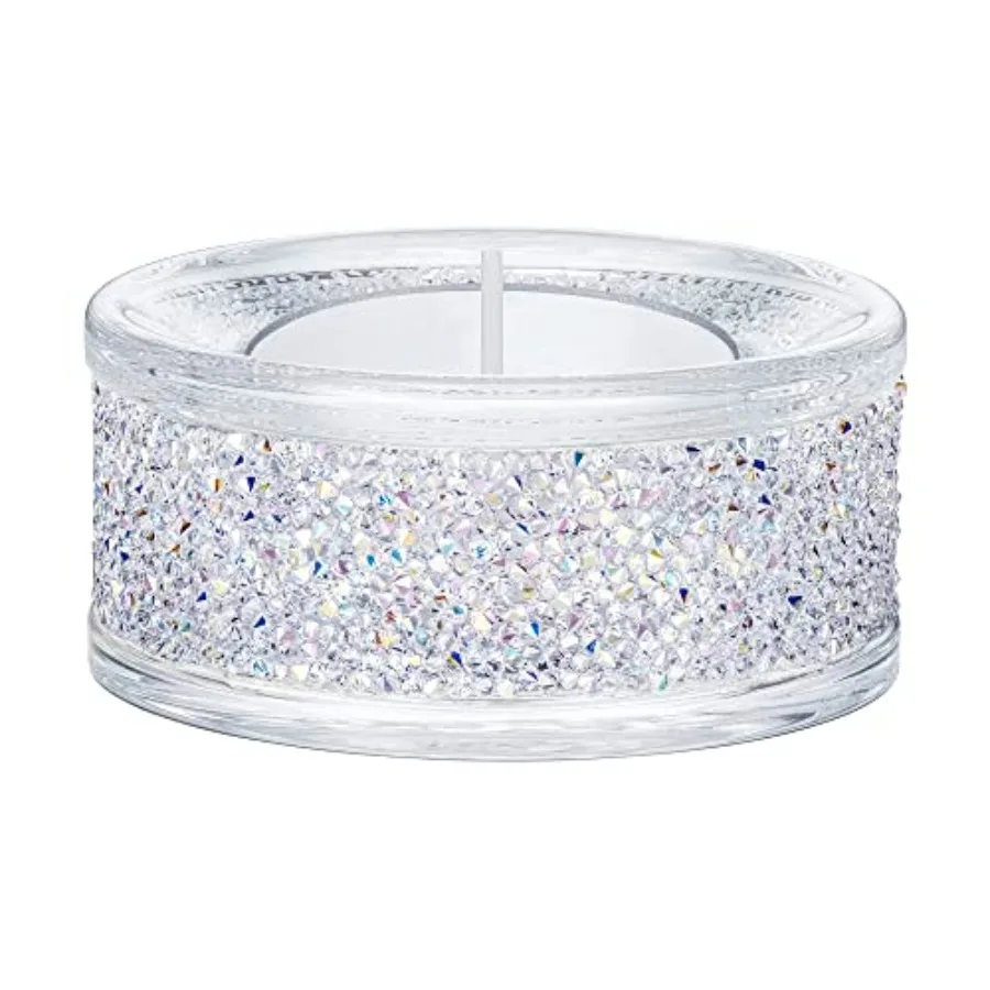 Shimmer Tea Light Holder Candle Holder with Clear Crystals Featuring an Aurora Borealis Effect Part of The Shimmer Collection