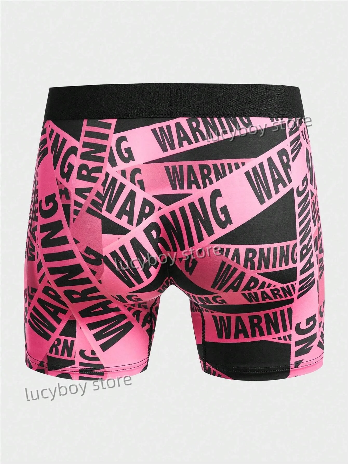 Mens 1pc letters WARNING print  Boxer Brief Shorts Panties Men's Underpants Comfortable Cartoon Duck Man Underwear Mens Clothing