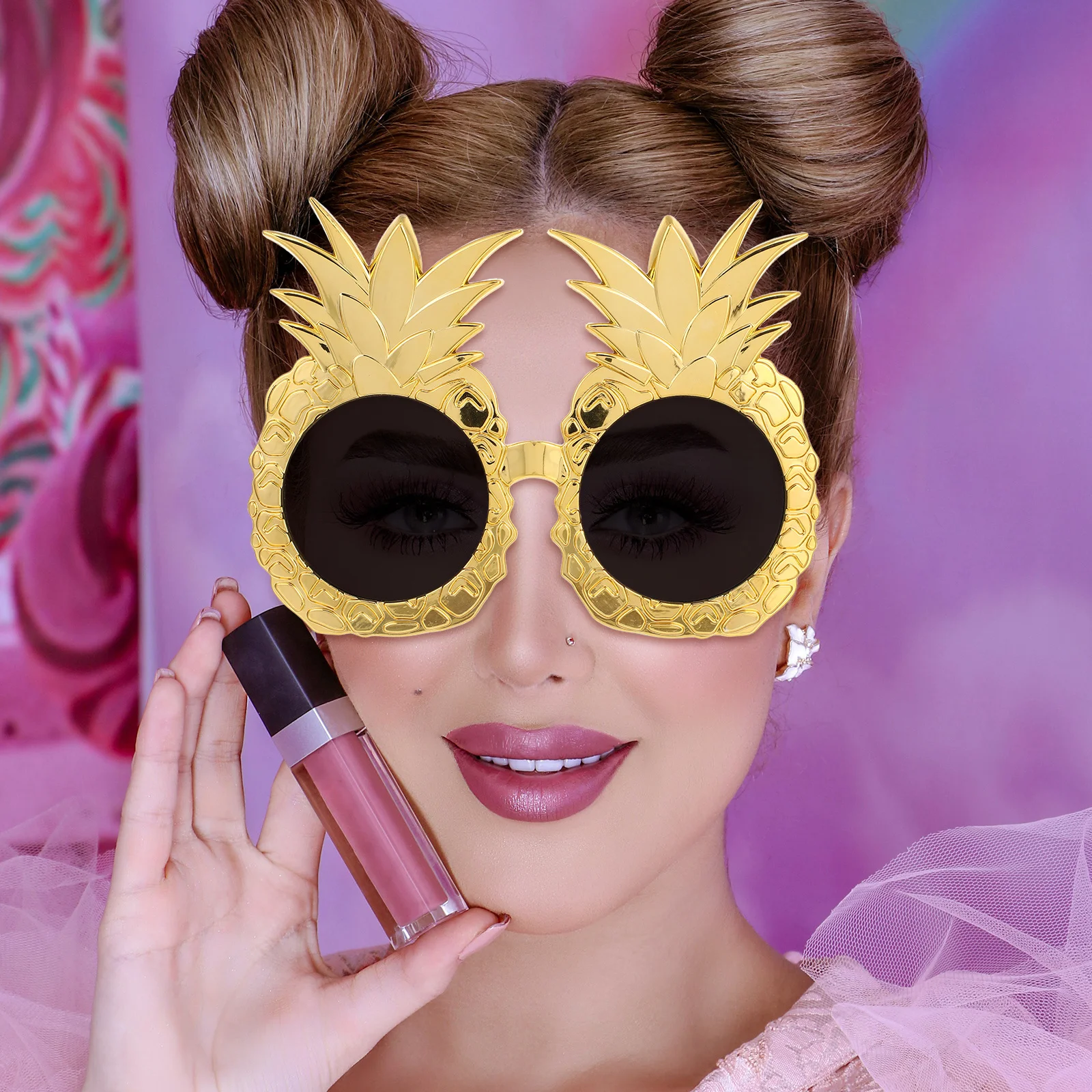 

Pineapple Glasses Sunglasses Funny for Women Hawaiian Party Supplies Bright Yellow Lightweight Comfortable Durable Plastic Fruit