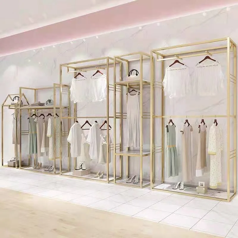 

2025customized.Modern Boutique Garment Hanging Stand Shelving Heavy Duty Display Rack Clothes Shop Cheap Clothing Rack