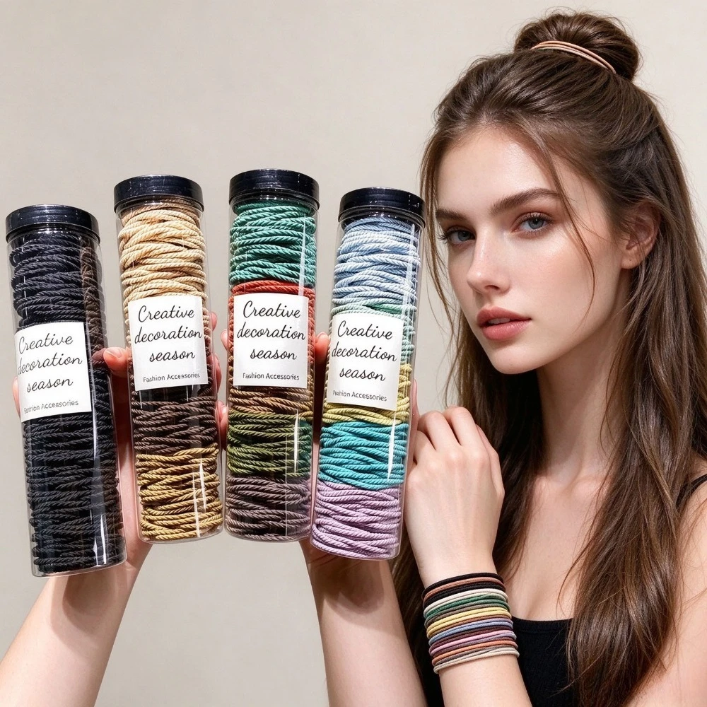 100PCS Elastic Hair Bands for Women And Girls Basic Fashion Daily Hair Ties Scrunchies Ponytail Holder Headband Accessory