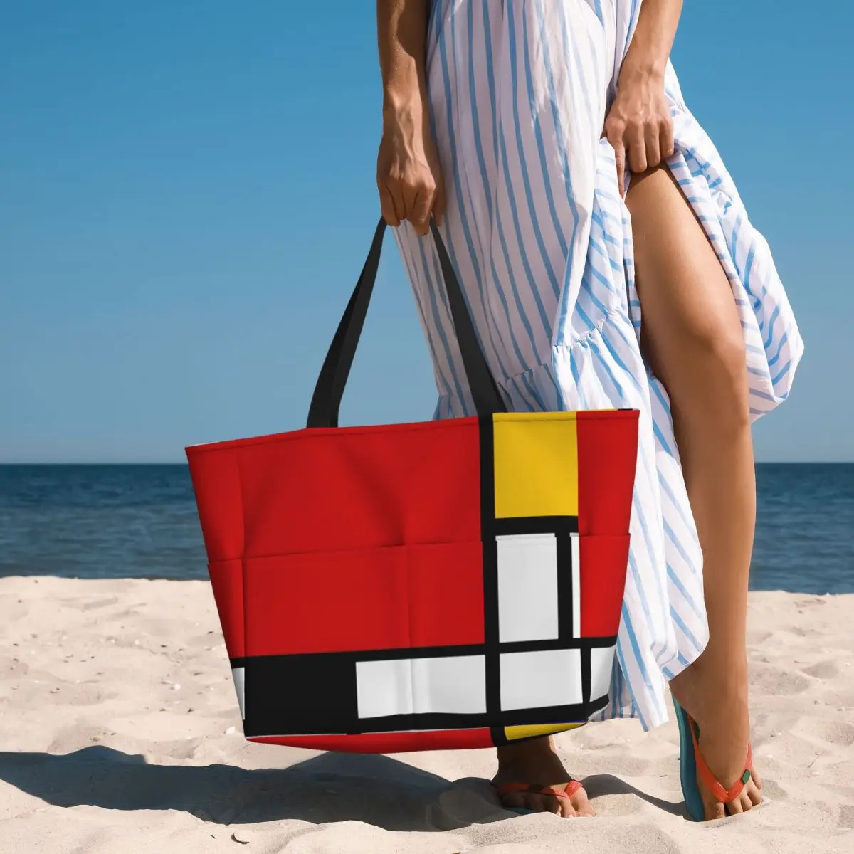 

Piet Mondrian De Stijl Beach Tote Bag Sport Gym Yoga Duffle Large Tote Bag Women Travel Bag Fitness bag