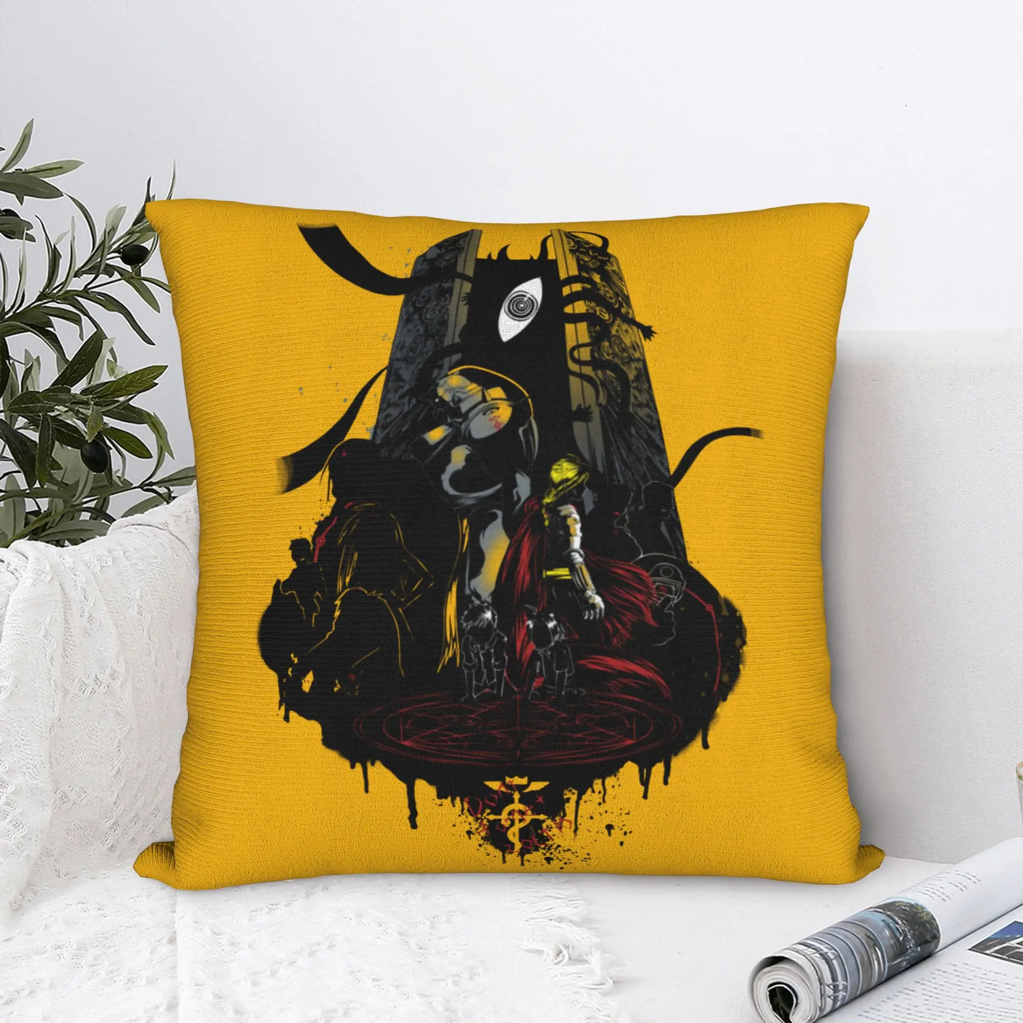 Fullmetal Alchemist Pillowcase Printed Polyester Cushion Cover Decor Anime Throw Pillow Case Cover Home Wholesale 45*45cm