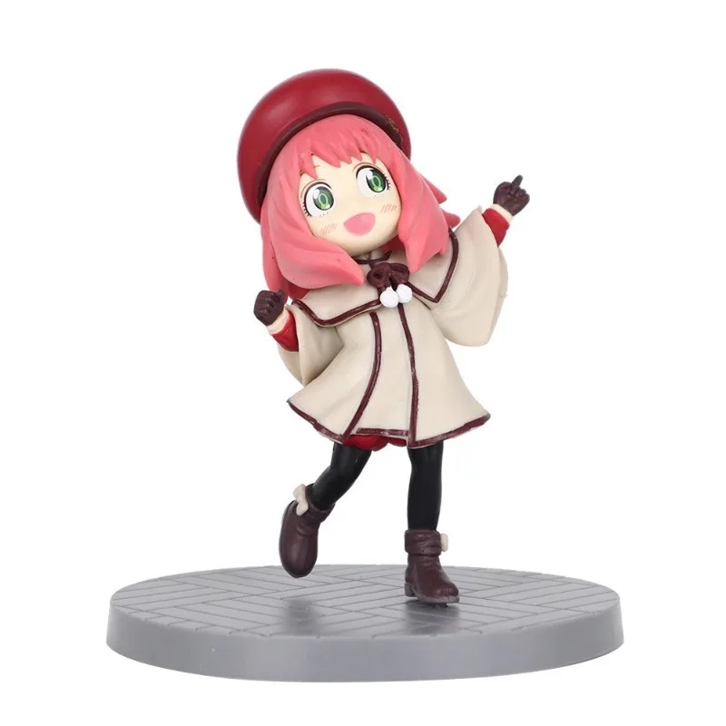 13-14cm Anya Forger Q 버전 Ania Forger 배낭 그림 자동차 장식품 애니메이션 PVC 인형 2 차원 모델 선물 장난감