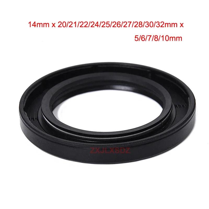 ID 14mm Nitrile Rubber TC Double Lip Oil Seal O Ring Gasket 14mm x 20/21/22/24/25/26/27/28/30/32mm x 5/6/7/8/10mm