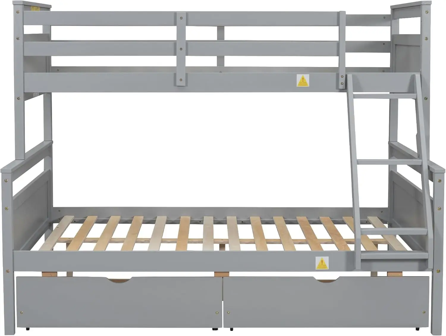 Merax-litera completa con cajones de almacenamiento, escalera y barandilla de seguridad, marco de cama con plataforma de madera Convertible para niños y