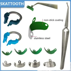 50pcs Dental Sectional Contoured Matrix System Matrices with PTFE Coat Stainless Steel Tweezers Dental Matrix NITI Clamp Ring