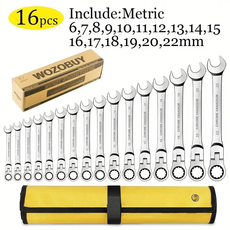 Shaking Head Ratchet Chrome Vanadium Steel Two-Way Event-Head Ratchet Wrench Quick Manual Dual-Purpose Ratchet Wrench Open Wrenc