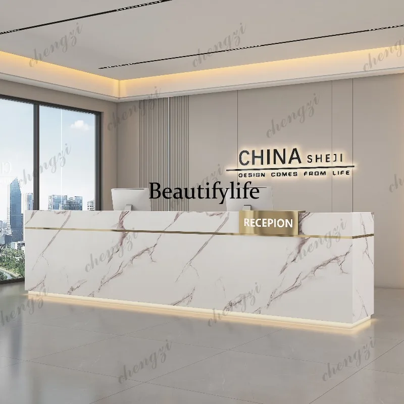 A73Long Welcome Reception Desks Aesthetic Display Company Executive Reception Desks Modern Design Escritorio Commercial Furnitur
