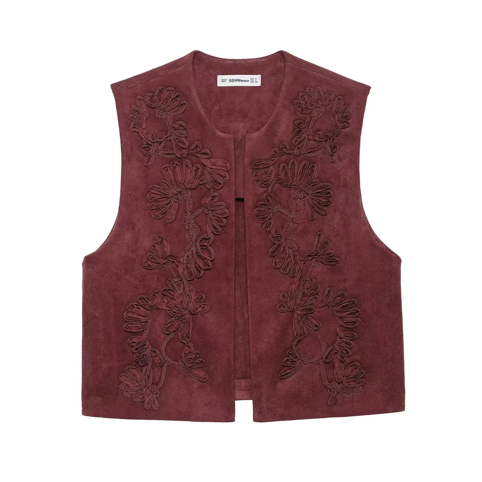 Early Spring Fashion Casual Suede-Textured Embroidered Blazer Vest