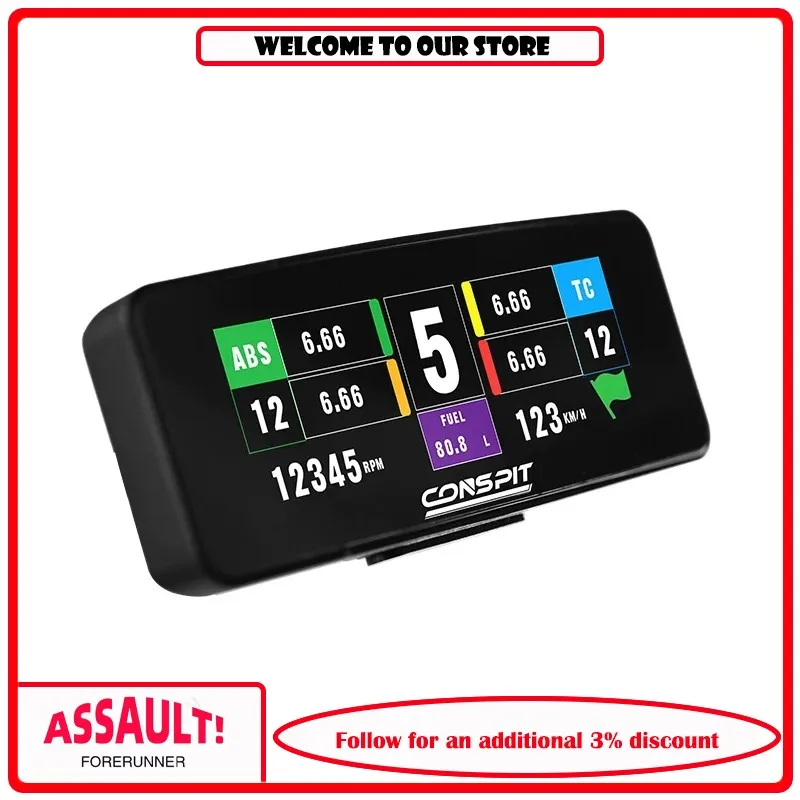 CONSPIT Racing Simulator 2.99-inch SIMHUB Magnetic LCD Instrument Panel