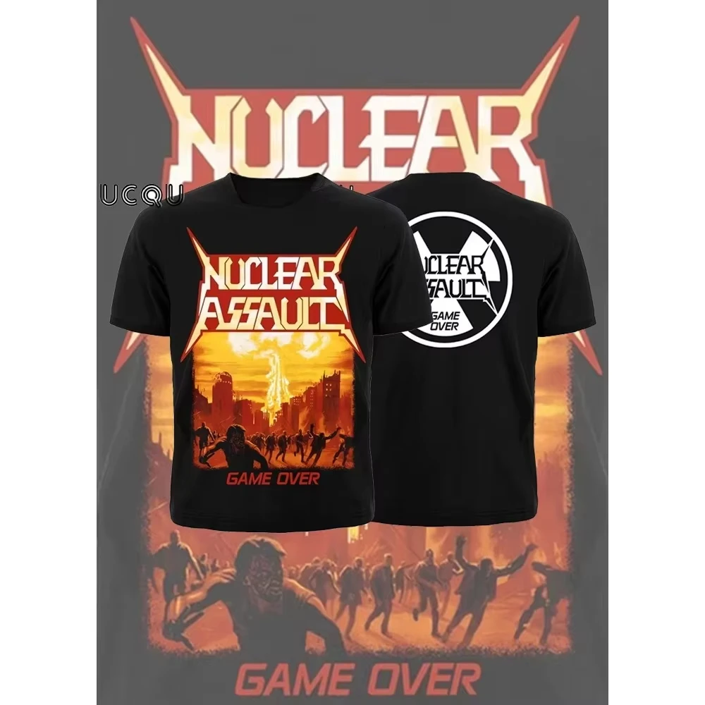 2026 new for Nuclear Assault Game Over Print Cotton TShirt Retro Hip-Hop Rock Band Short-Sleeved Casual Versatile Men's T-Shirt