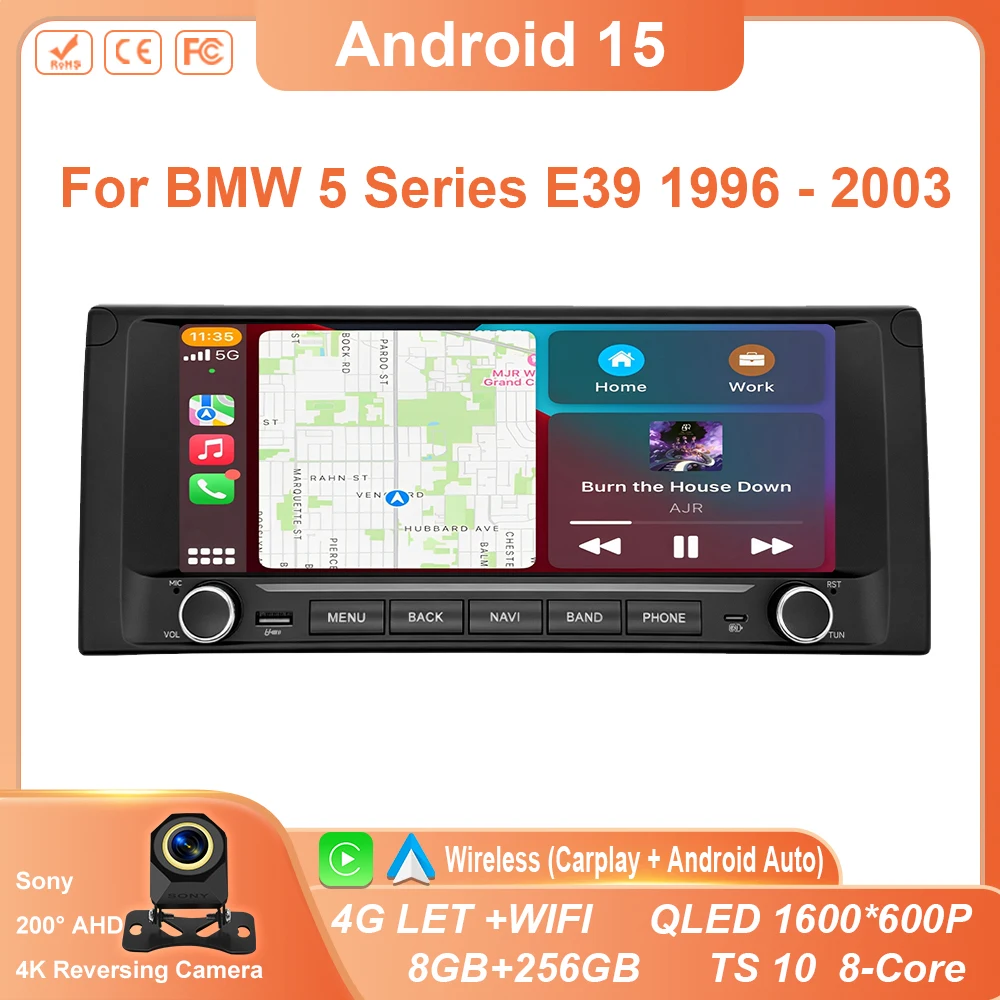 10.25 inch Android Auto car Radio GPS Navigation For BMW 5 Series E39 1996 - 2003 Multimedia Player Video 4G WIFI 2 Din Din DVD