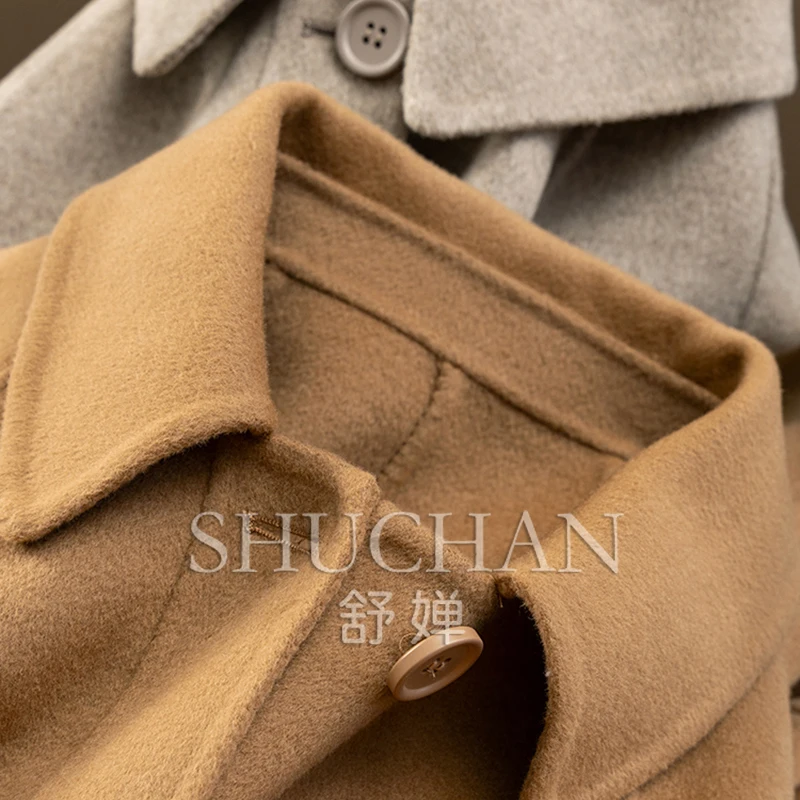 Warm Luxury Cashmere Wool Double-sided Woolen Short Coat Women 24E5 Casacas Para Mujer Invierno New 2025