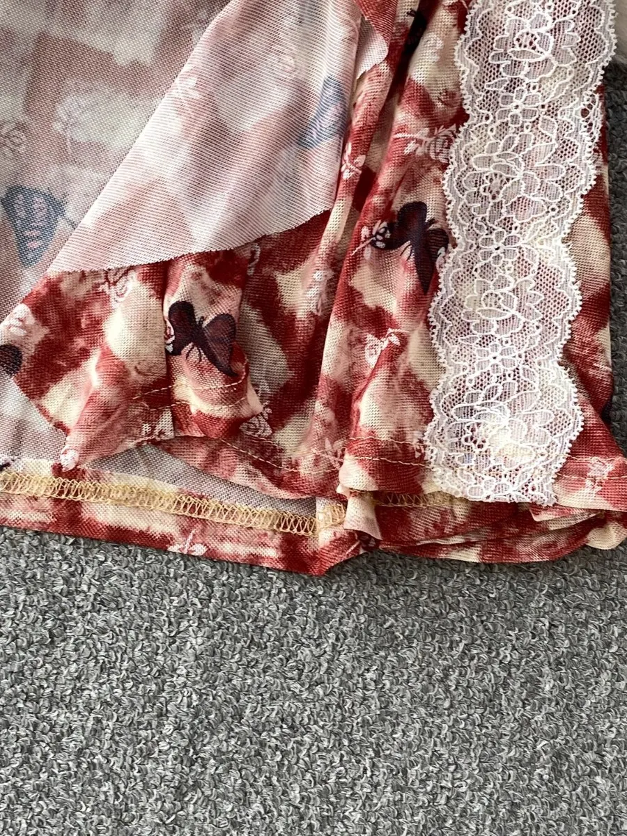 فستان Foamlina الفرنسي الجمالي منقوش عليه رسن من الدانتيل فستان نسائي صيفي بخصر محكم للتخسيس وفتحة كشكش فساتين طويلة