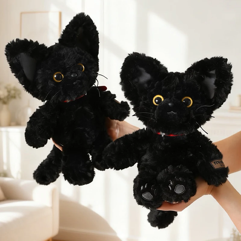 

25/40cm Obsidian Cat Series Plush Doll Rare Pure Black Cat Plush Doll Soft Stuffed Animal Doll Boy Girl Festive Gift Kid Gift