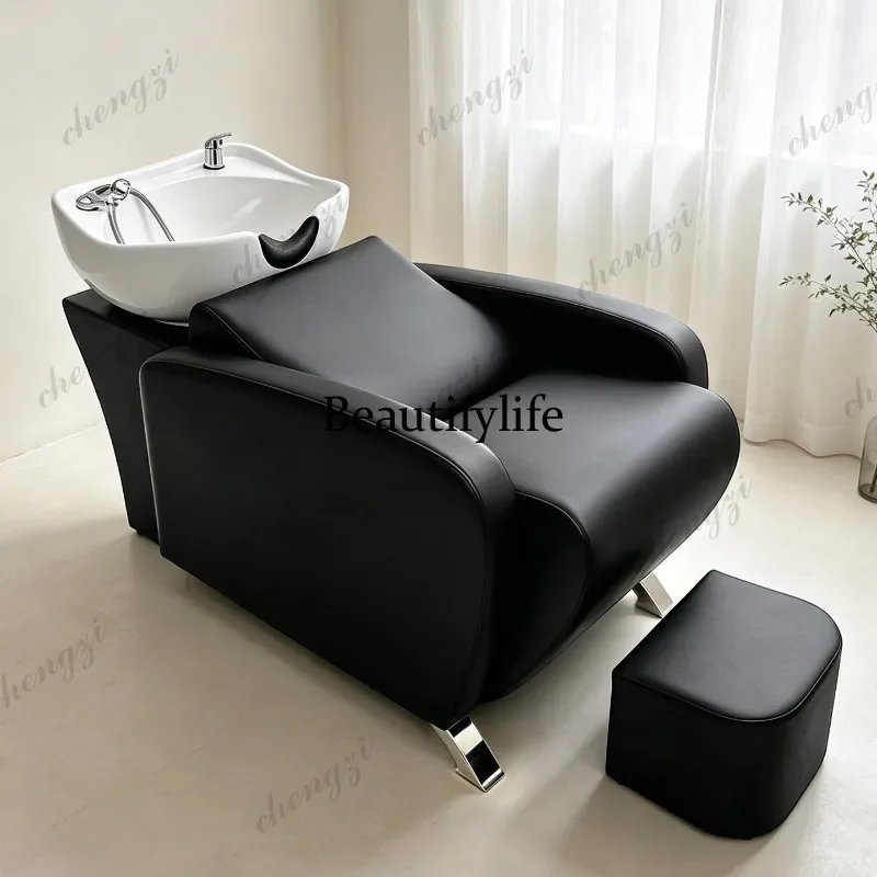 E153 salon hair salon ceramic basin shampoo bed flushing bed hair salon special semi-reclining shampoo bed