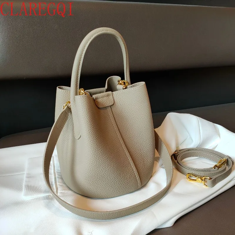 CLAREGQI HotStyle OneColour Bag For Women Fashion Tote Bags For Women The Firat Layer Of Cowhide Shoulder Bags Commuter Bogg Bag