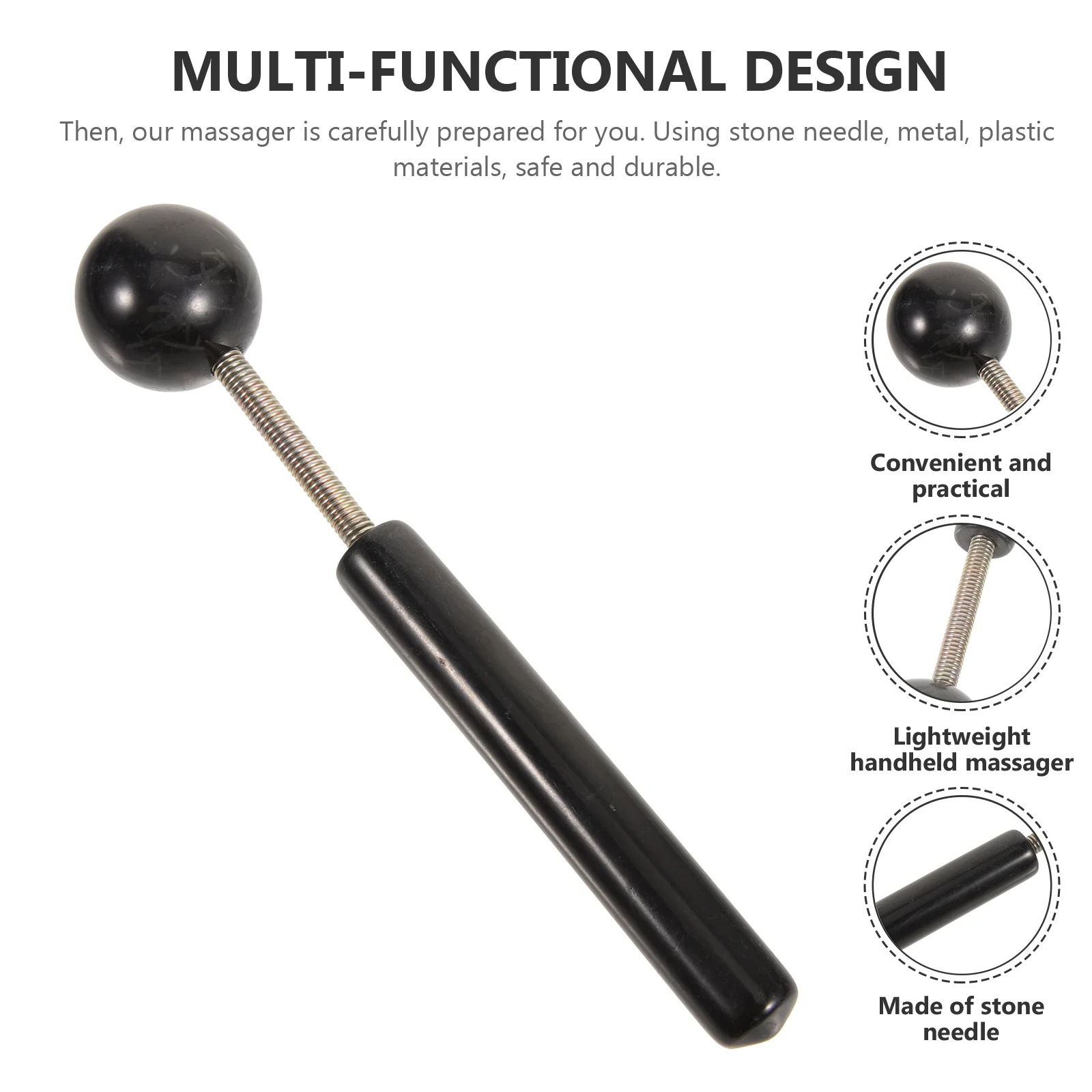 

1pcs Round Head Spring Hammer Massage Stick For Back Shoulder Body Handheld Acupoint Massager Portable Rolling Knocking Tool