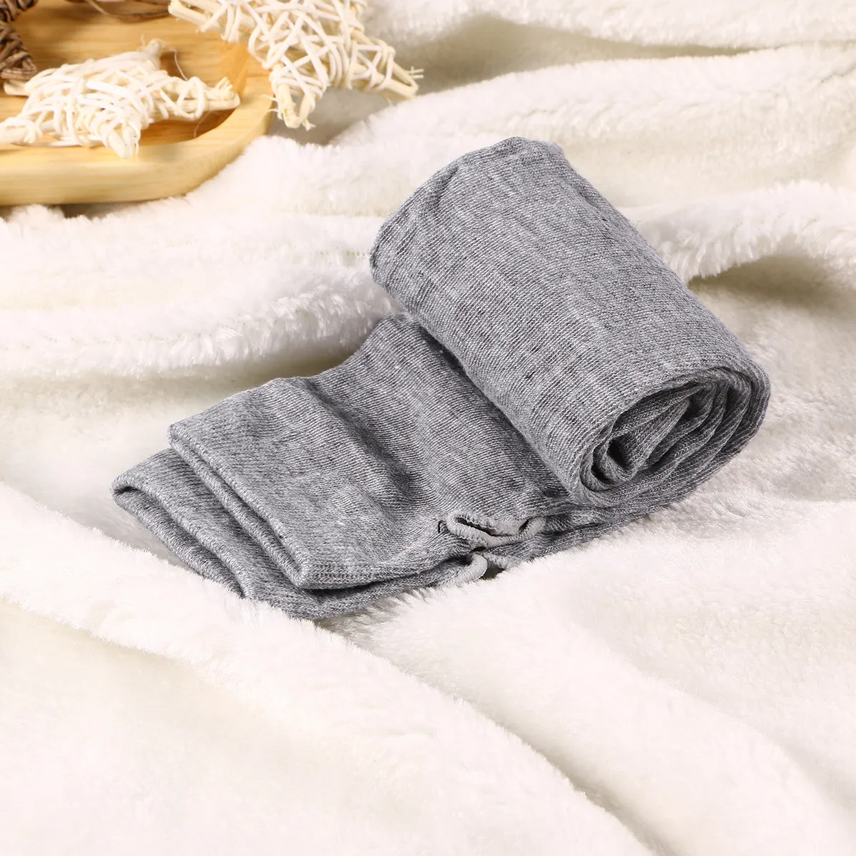 Winter Knitted Half Finger Gloves Light Grey Fingerless Long Warm Arm Sleeves Soft Comfortable Breathable for Women Cold Weather