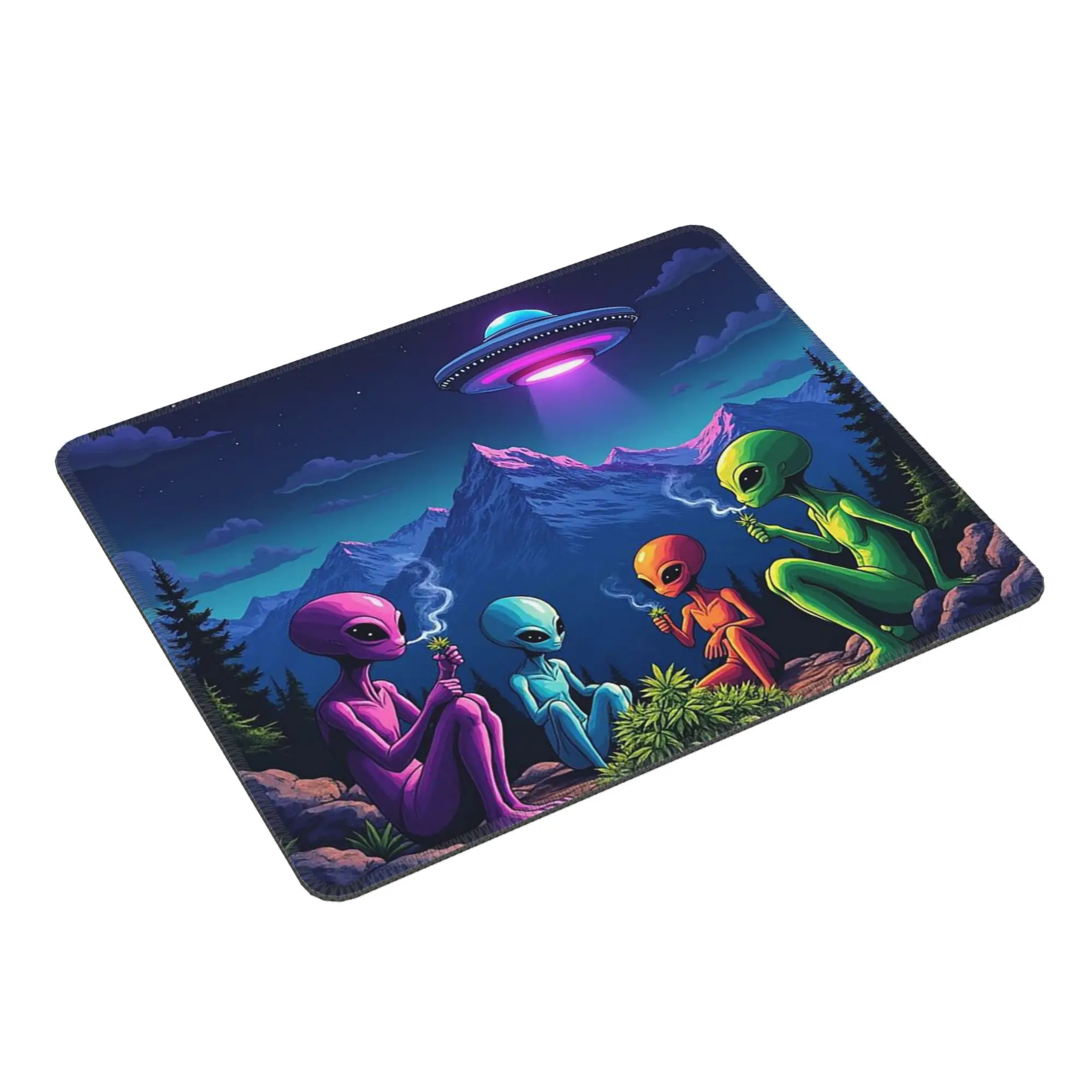 Fantasy UFO And Alien Landscape Mouse Pad Computer Keyboard Mouse Mat Gaming PC Laptop Desk Mat Office Table Mats