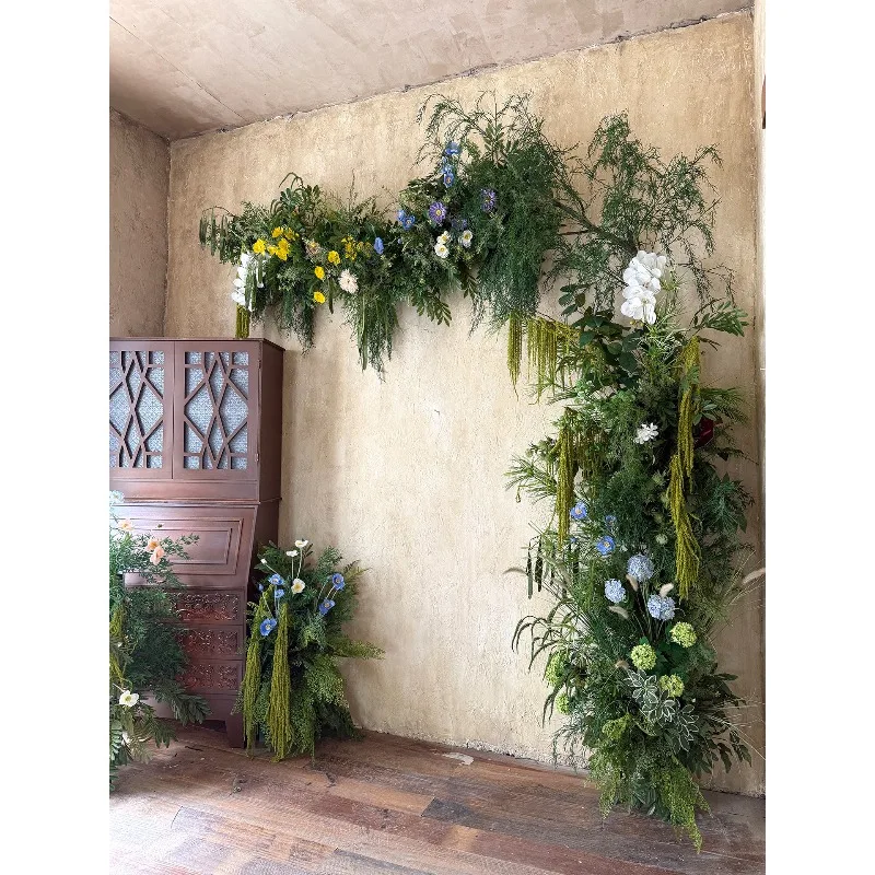 Simulation flower forest system green plant wall hanging photography background flower arrangement fake flower wall hanging deco