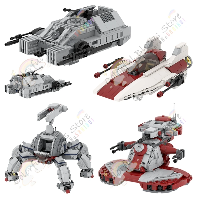 Sci-Fi Movie Series Building Blocks Creativity Interstellar Floating Tank Starfighter Cannon Model Assembly Bricks Toys For Kids